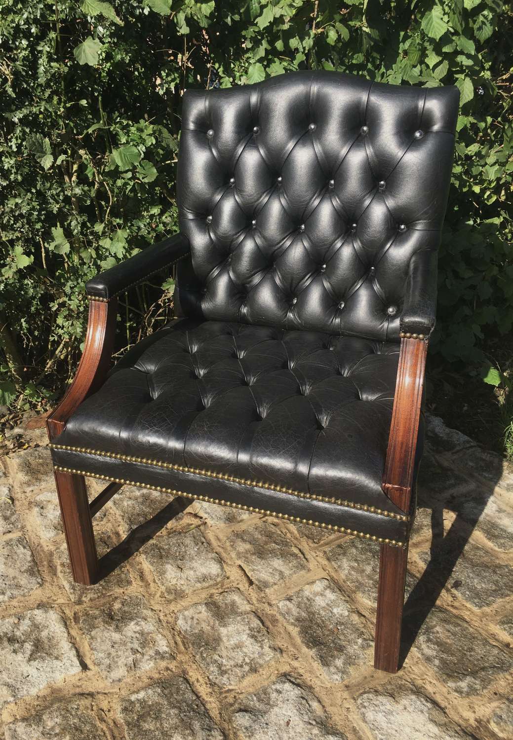 MAHOGANY AND LEATHER GAINSBOROUGH LIBRARY DESK CHAIR