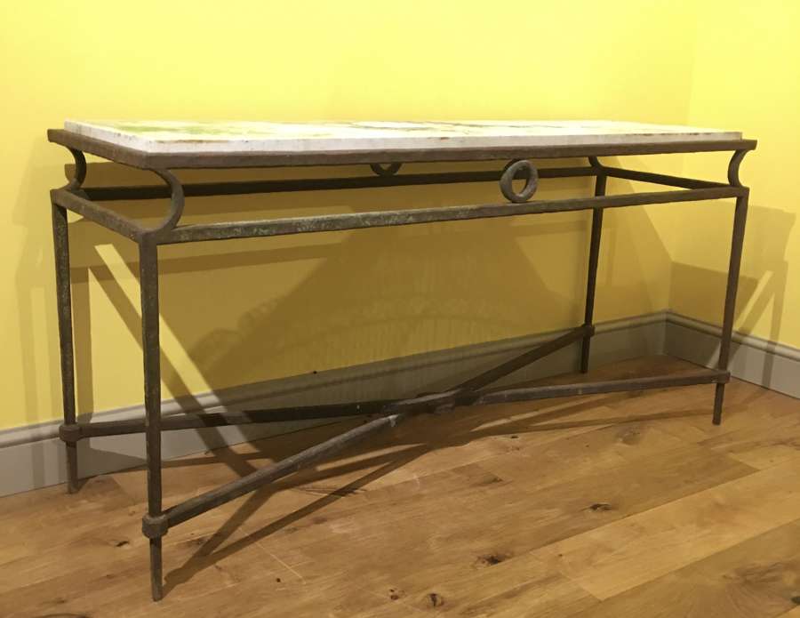 LATE VICTORIAN MARBLE AND IRON CONSOLE TABLE