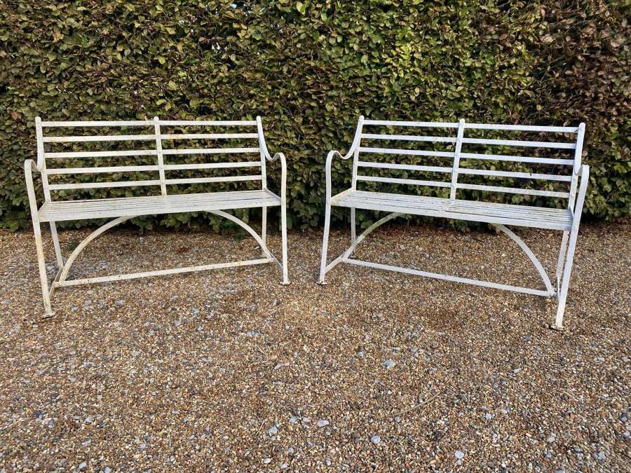 Great Pair of 19th Century English Wrought Iron Strap Work Riveted Gar