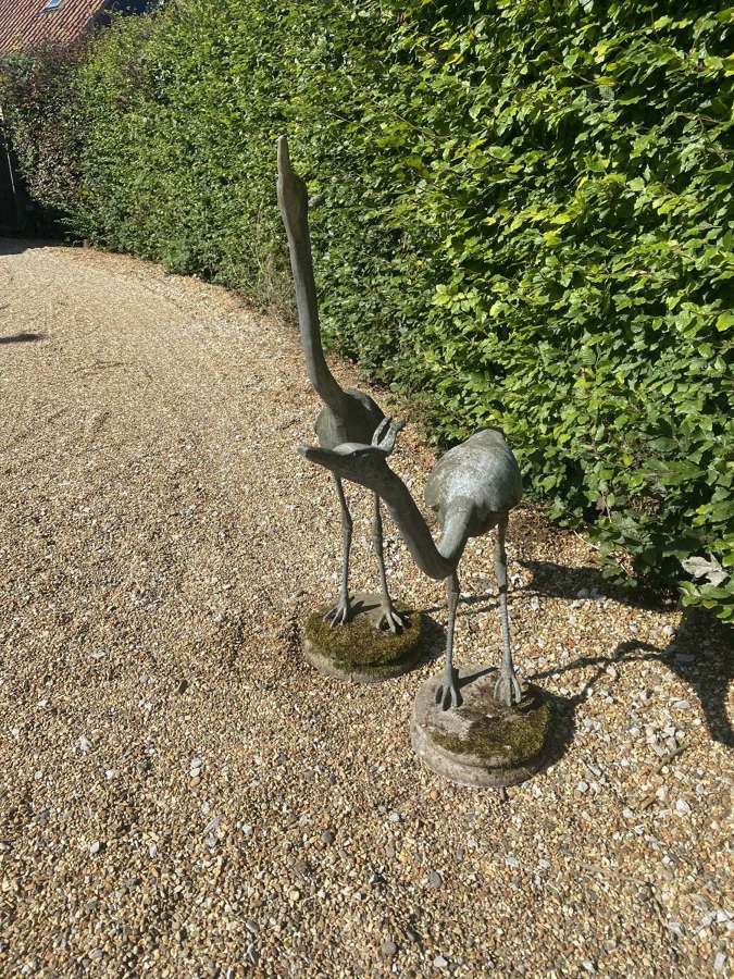 Pair of early 20th Century Large Lead Garden  Herons